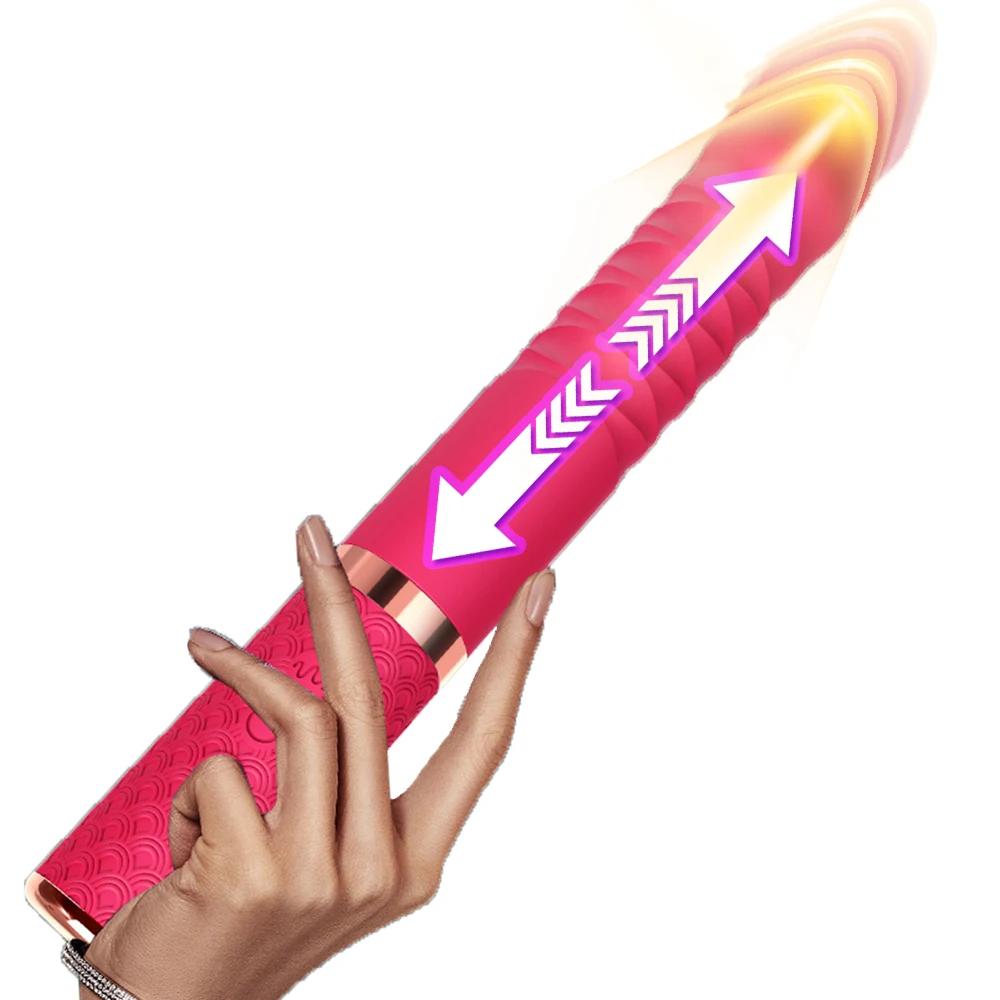 Автоматический телескопический фаллоимитатор, вибратор, женский секс-игрушка, женская вагина, мастурбация, пенис, стимулятор точки G, клитор, массажер