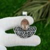 Sterling Silver Oval Natural Elestial Quartz Daughter Bezel Boho Pendant Jewelry
