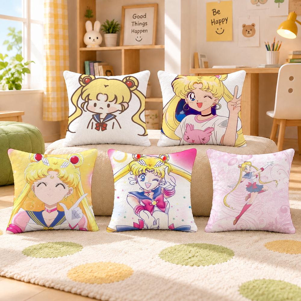 Anime Sailor Moon Magical Cushion Cover Personalized Soft Plush Pillow Living Room Home Sofa Bedroom Office Car Cushion
