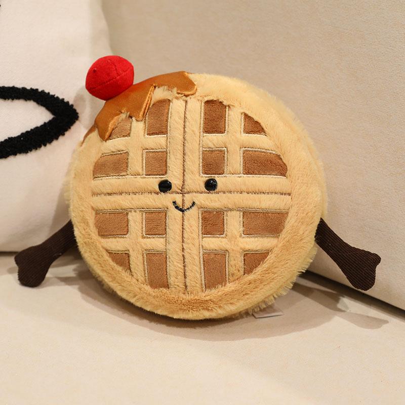 Милая плюшевая кукла-вафля, мягкая игрушка-еда с улыбающимся лицом, мягкие плюшевые игрушки для обнимания, подарок на день рождения для девочки