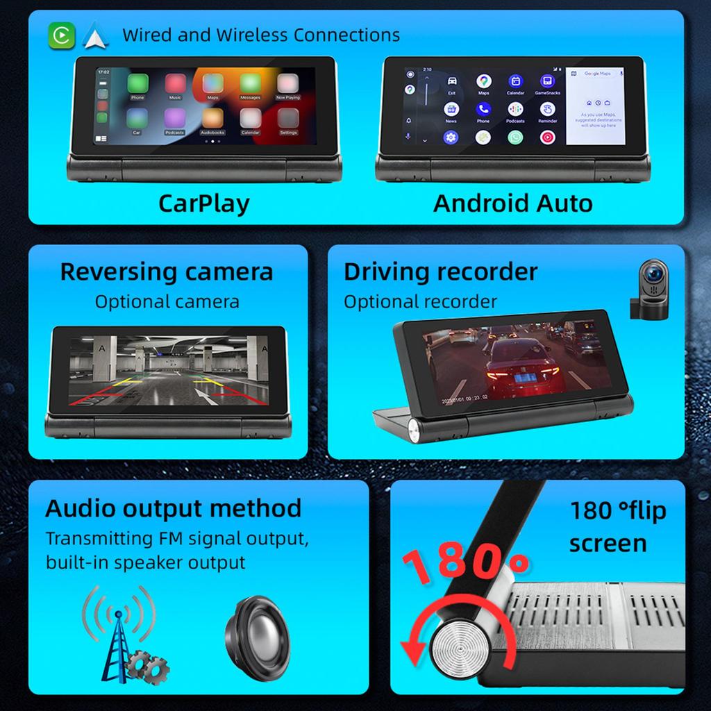 Портативный Складной Сенсорный Экран 6.86 дюйма Высокой Четкости Автомобильный BT MP5 Плеер Беспроводной Многоязычный Многофункциональный Авто Аудио