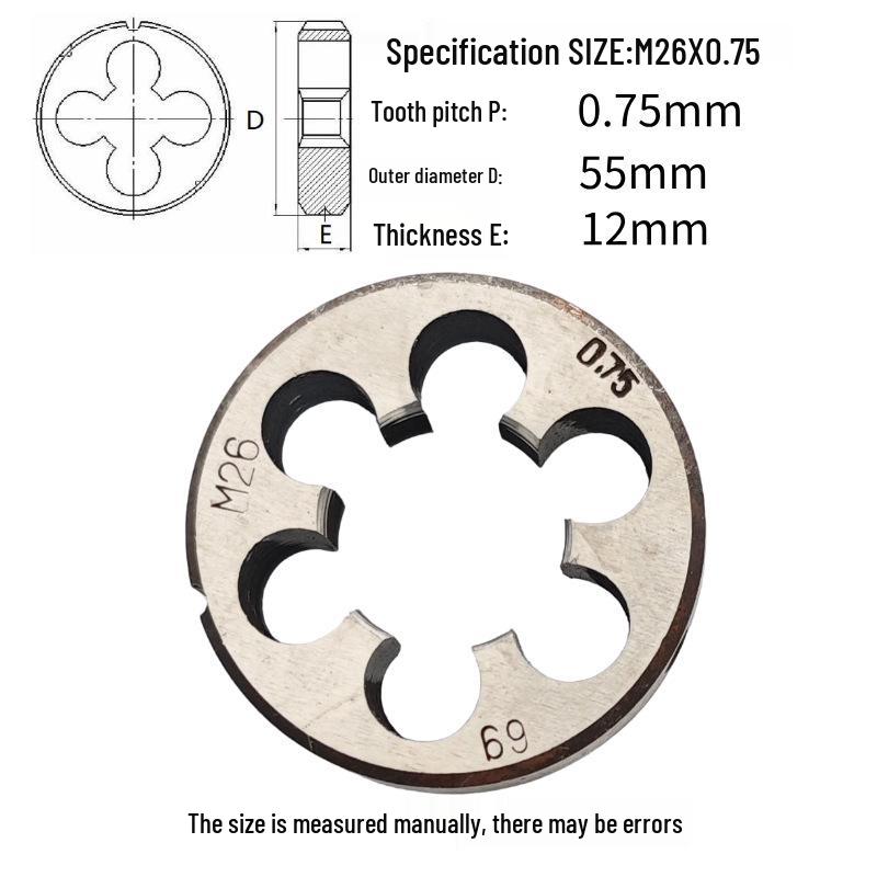 Круглая плашкодержатель M24-M26 x 0.5-3 мм, Прямое/Обратное, Правая/Левая резьба
