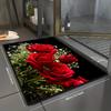 1Pcs Rose Pattern Floor Mat Modern Kitchen Polyester Rug Non-Slip Colorful Indoor Carpet, For Home Bathroom Bedroom Living Room Decor