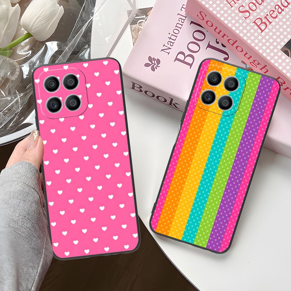 Розовый чехол для мобильного телефона с точками в форме сердца для Honor 90 80 70 60 50 30 20 10 9 8 7 Pro S SE Lite 5G Цветная печать Красивый чехол