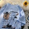 Новая мужская женская футболка, пуловер большого размера, корейская версия, мультяшная футболка с принтом группы кошек, повседневная футболка с коротким рукавом для пар