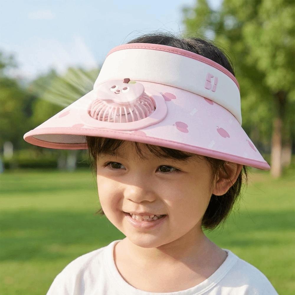 Cartoon Children Fan Hat Breathable Cooling Sunshade Hat Fashion Sunscreen Empty Top Hat Camping