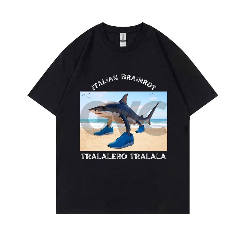 Hot Sale Italian Brainrot Funny Meme T Shirt Tralalero Tralala Tung Tung Tung Sahur Brr Brr Patapim Bombardiro Crocodilo T-shirt