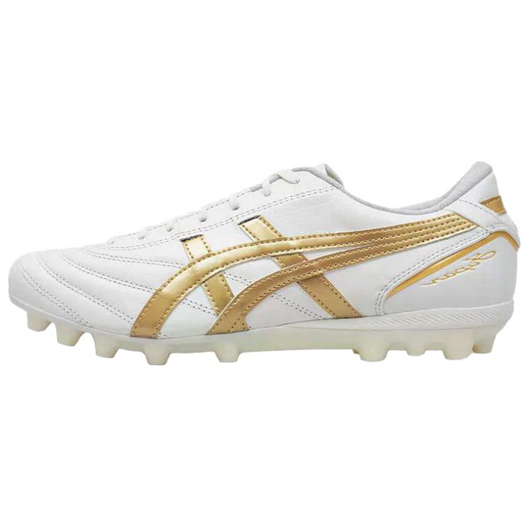 Asics C3 Удобные AG Искусственное покрытие Кожа кенгуру Скользкие Футбольные бутсы Мужские Белый Золотой 1103A121-104