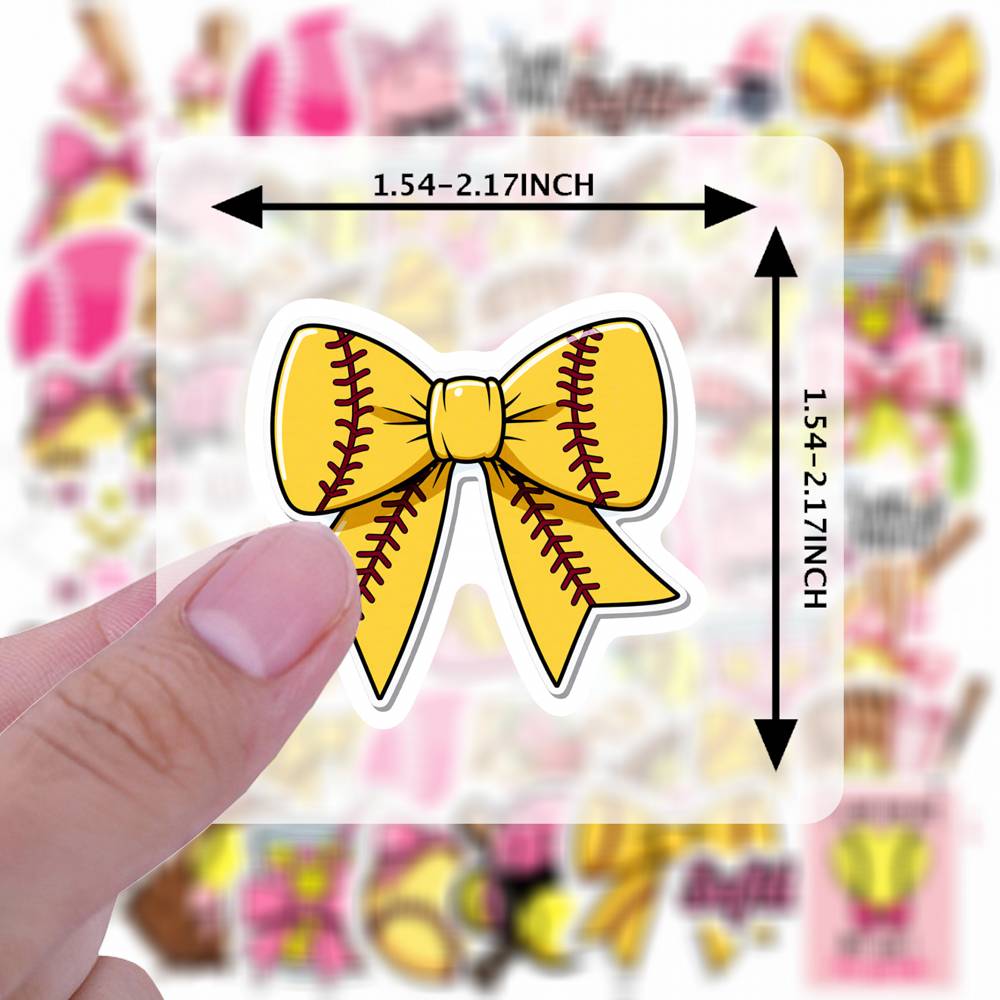35pcs Cartoon Softball Stickers Playful Sports Stickers Teacher Reward Stickers For Guitar Laptop Helmet Skateboard