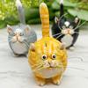 Декоративная фигурка кошки Художественная смола Удивленное выражение Миниатюрный кот для рабочего стола