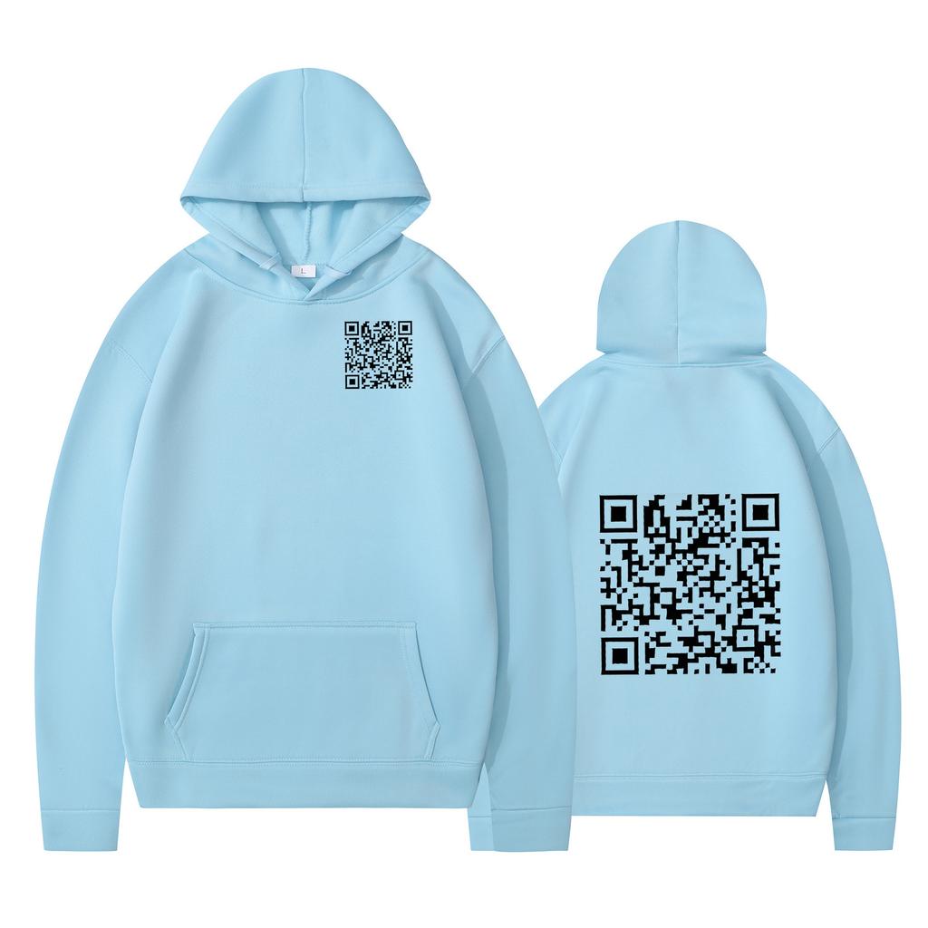 Cross-border hoodies, new printed styles, QR code scans, loose men's and women's hoodies