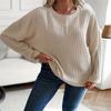 Simple Pit Striped Crewneck Button-Down Relaxed Jersey Top
