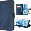 Case for Samsung Galaxy A53 5G + 2 Tempered Glasses, Navy Blue, Embossed Leather Effect with Adjustable Stand