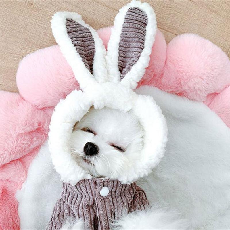 Костюм кролика для косплея, Рождества, Хэллоуина, для питомца, с капюшоном, набор для кошек, собак, пуловер, сохраняющий тепло, комбинезон для питомца, карнавальной вечеринки