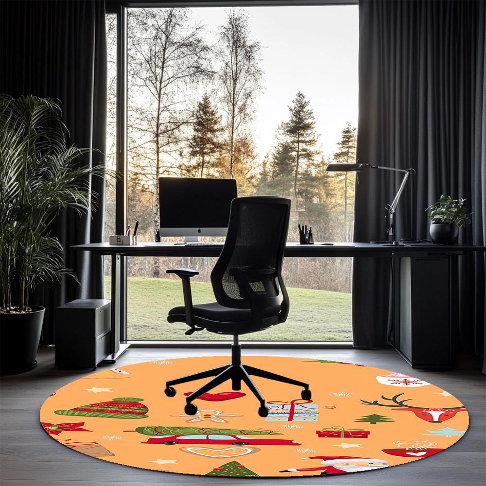 Christmas Printed Round Rug Carpet Chair Rug Area Rug Entryway Doormats,for Office Chair Living Room Bedroom Kitchen Room.