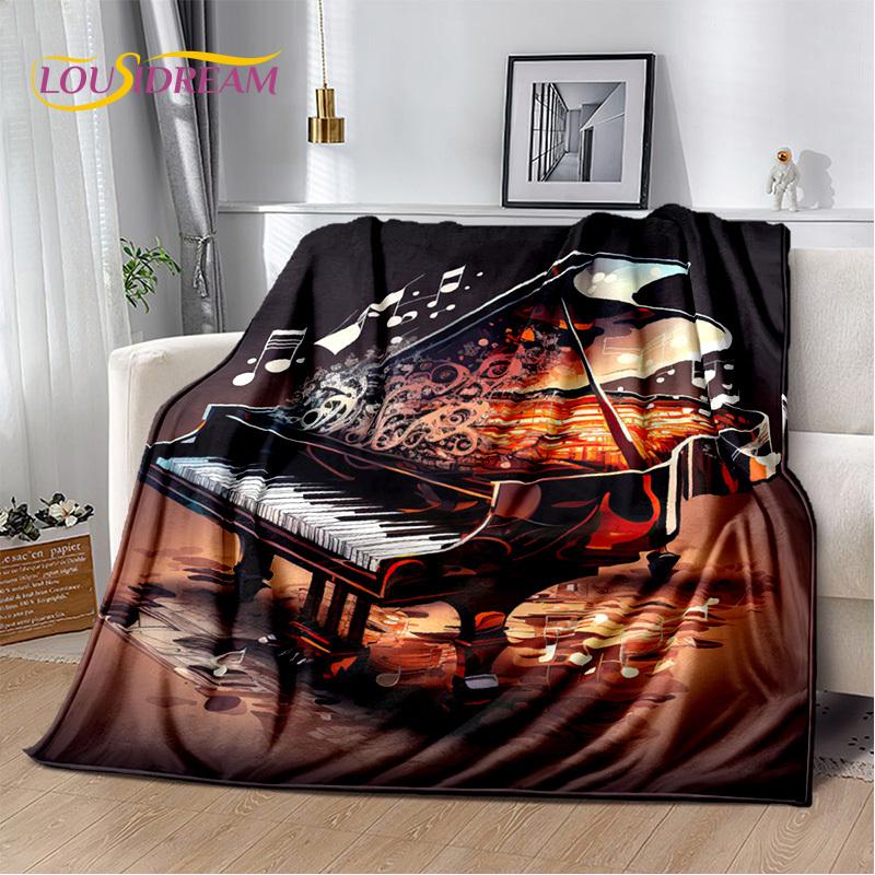 3D Dream Piano Key Music Instrument Cartoon Blanket,Soft Throw Blanket for Home Bedroom Bed Sofa Picnic Office Travel Cover Kids