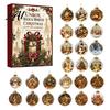 Xmas Countdown Gift Set Christmas Advent Calendar 24 Day Box with Decorative Holiday Accessories 2D Acrylic Round Ornaments Festive Tree Hanging