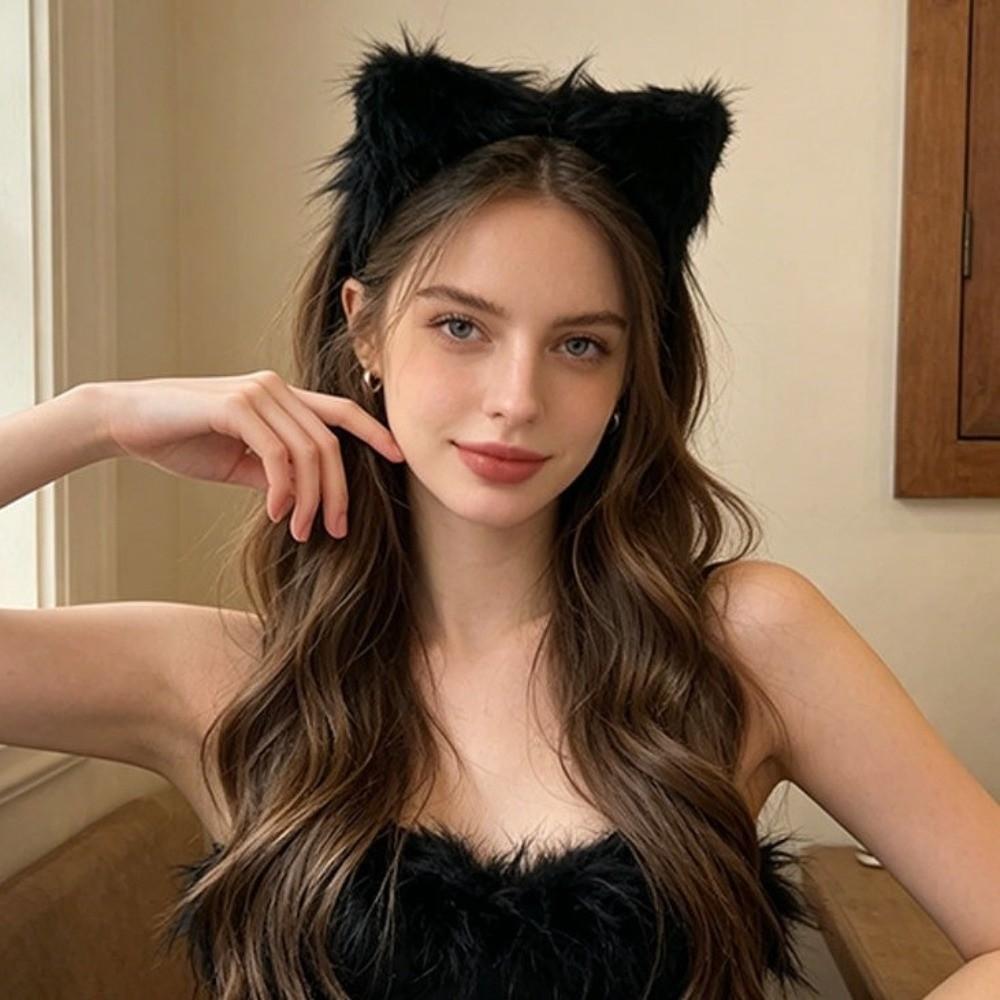 Furry Cat Ears Headband Artificial Cosplay Headband Cute Gothic Headband Photo