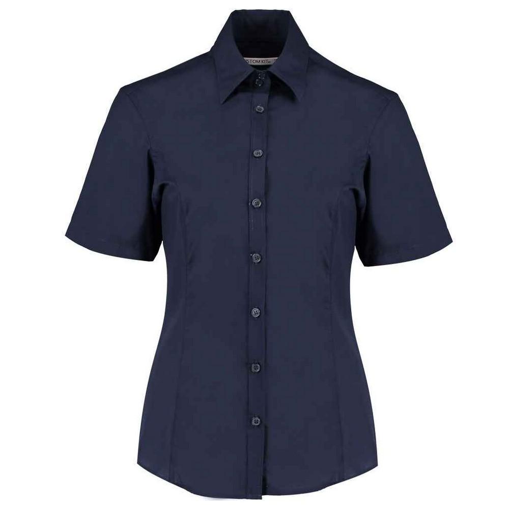 Kustom Kit Женская/женская деловая/рабочая рубашка с коротким рукавом