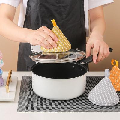 Японский стеганый льняной набор для защиты от ожогов: накладка на ручку кастрюли и крышку