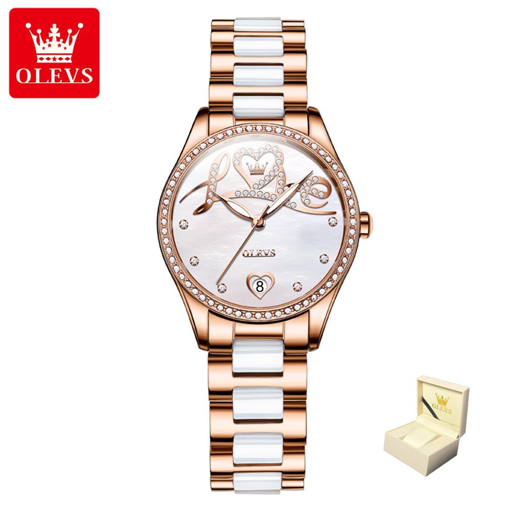 OLEVS Новые лучшие женские часы Love Diamond Dial, женские часы, полностью автоматические роботизированные часы