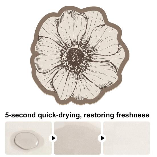 Flower Placemat Dining Table Heat Insulation Mat Absorbent Diatomaceous Earth Decorative Flower Mat for Kitchen Countertop Coffee Table