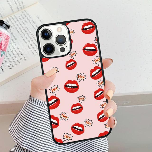 Сексуальная Девушка Леди Красные Губы Чехол для Телефона Для iPhone 17 Air 16 15 14 plus 12 13 Pro max Мягкий Бампер Защитный Чехол coque