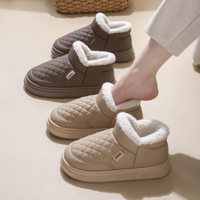 Зимние домашние водонепроницаемые теплые нескользящие хлопковые тапочки Зимняя женская обувь