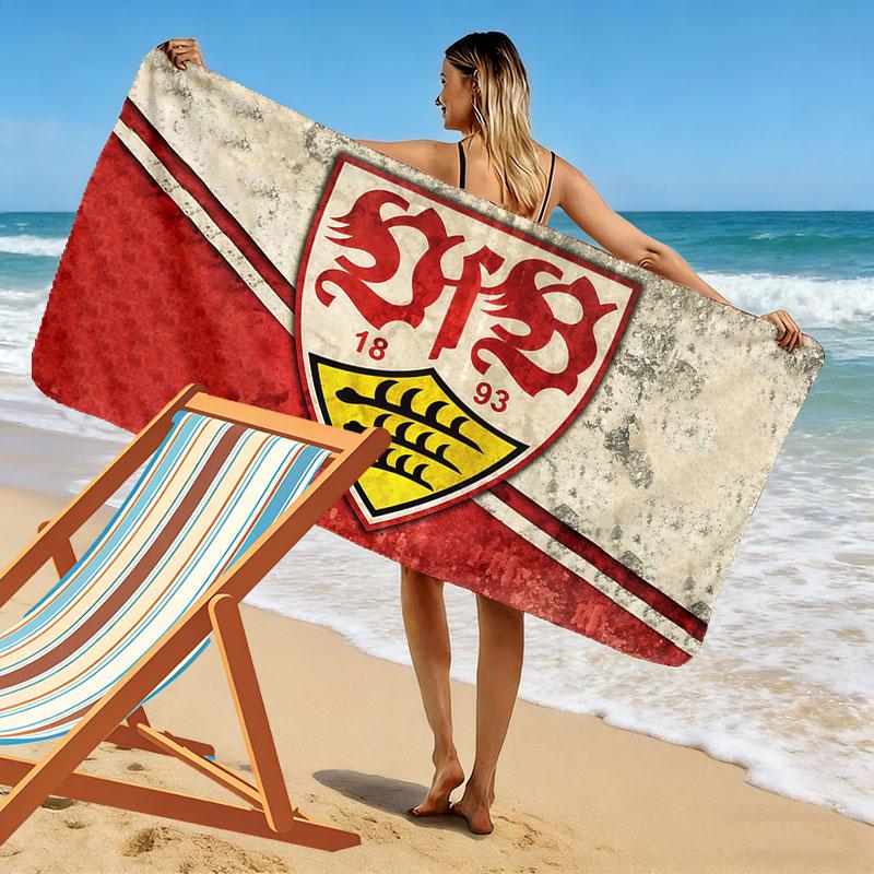 Пляжное полотенце с принтом VfB Stuttgart, большое, мягкое, быстросохнущее, для пляжа, кемпинга, плавания
