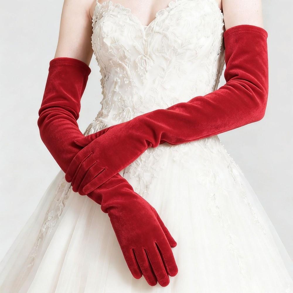 Full Finger Velvet Long Gloves 53cm Party Mittens Party Supplies Women's Fluffy Gloves Party