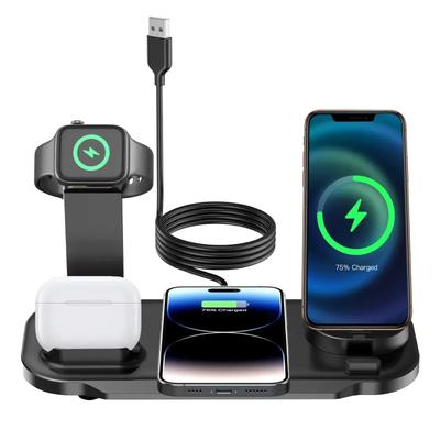 6 в 1 беспроводная зарядная станция для iPhone 16 15 14 13 12 11 часов Airpods настольное зарядное устройство для телефона быстрая зарядная док-станция