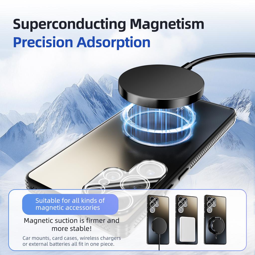 ABEEL For Samsung Galaxy S25 Ultra Magnetic Case TPU PC Cooling Matte Phone Back Cover with Lens Film