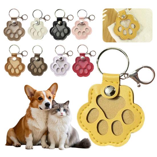 Pet Hair Keepsake Keychain Dog Cat Paw Shape Hair Storage Pendant Keychain Memorial Collection Keychain with Keyring Pet Memorial Gift