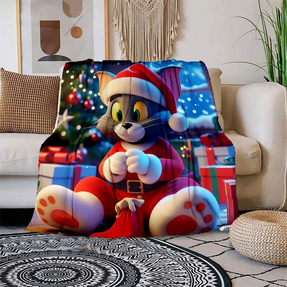 "Tom & Jerry Christmas Santa Costume for Kids"Blanket Flannel Throw Blanket for Sofa, Bed, Travel, Camping, Office