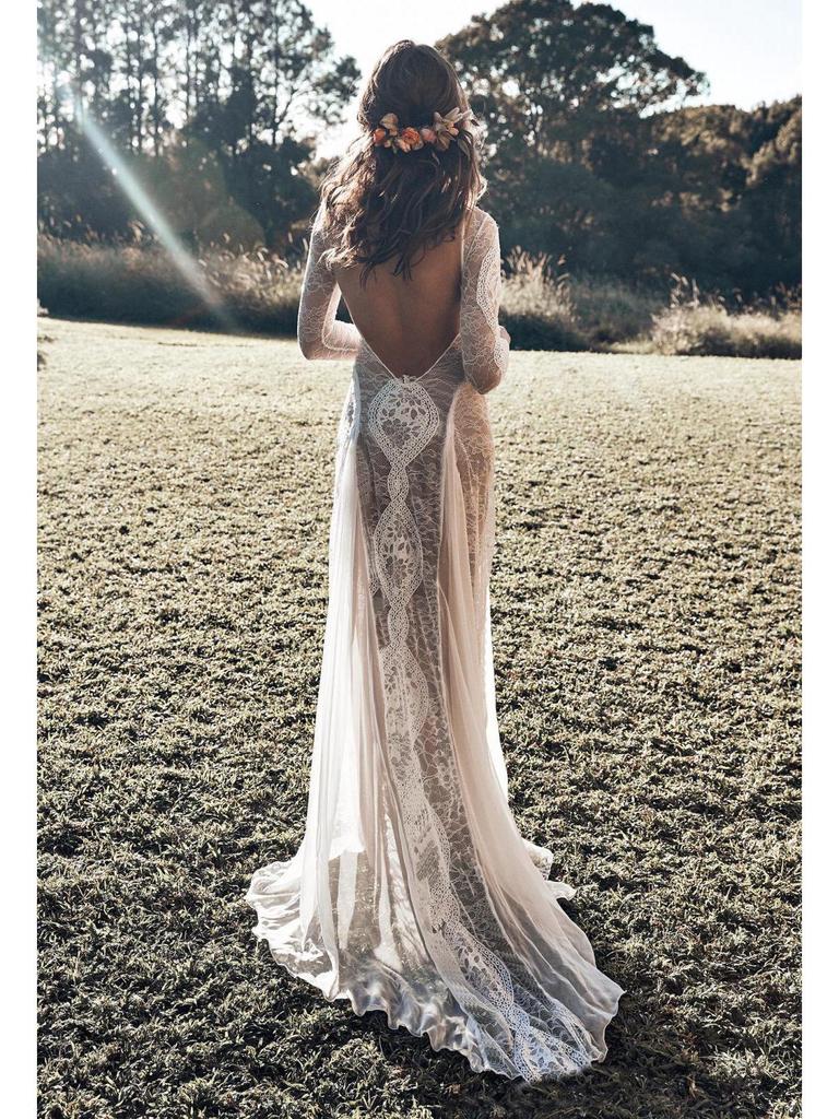 Осень 2020 года женское свадебное платье в европейском и американском стиле с длинными рукавами и открытой спиной, длиной до пола