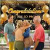 Congratulations Banner for Prom - Congratulations Decorations - Well Done - We Are So Proud of You - 5x3ft (Black and Gold)