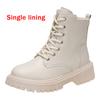 Chunky Heels Lace Up Combat Boots Women Winter Warm Short Plush Ankle Boots Woman Platform Non-Slip PU Leather Short Botas Mujer