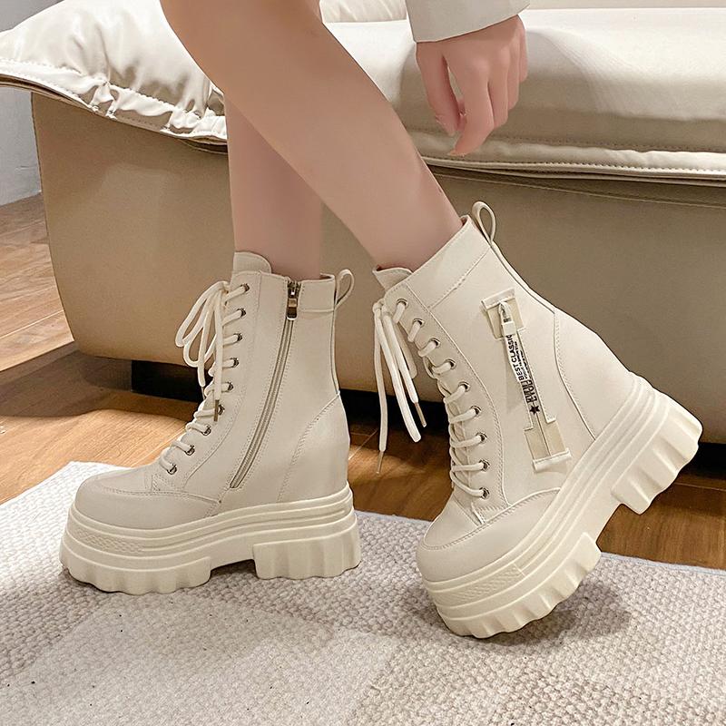 Мода 9,5 см Женские ботинки Мотоциклетные ботинки Женские Кожаные Челси Женские Классические Панк Женские Готические Ботинки Высокая Платформа Женские Боты Женские