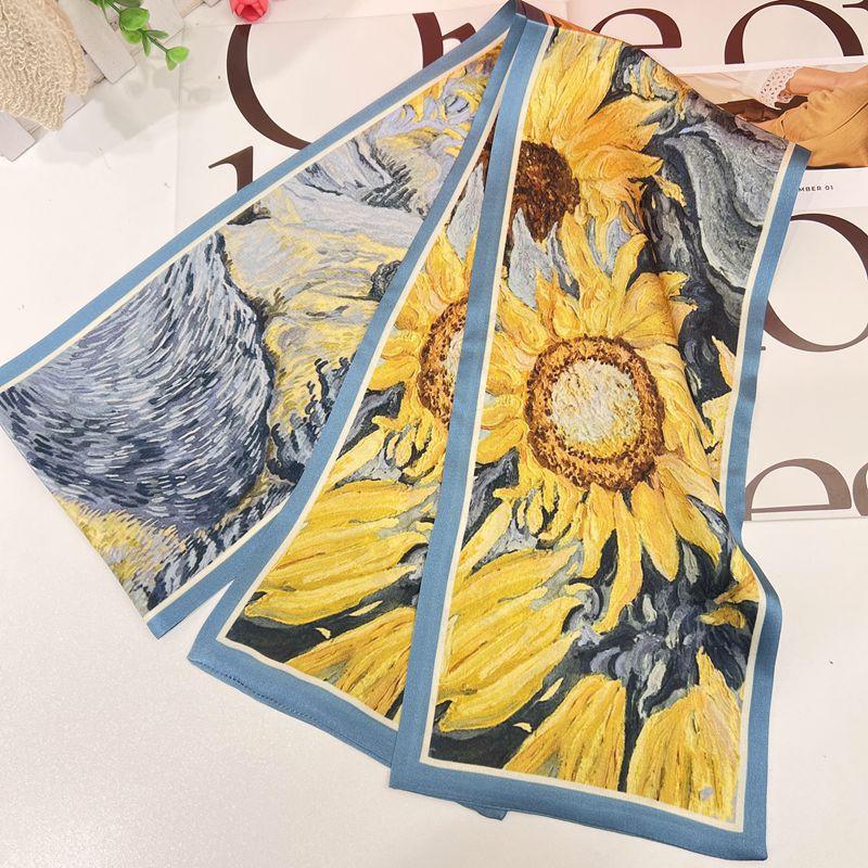 Silky Enjoyment! Silk Scarf Women'S Light Luxury Fashionable Mulberry Silk Scarf Double-Layer Double-Sided Scarf Streamer