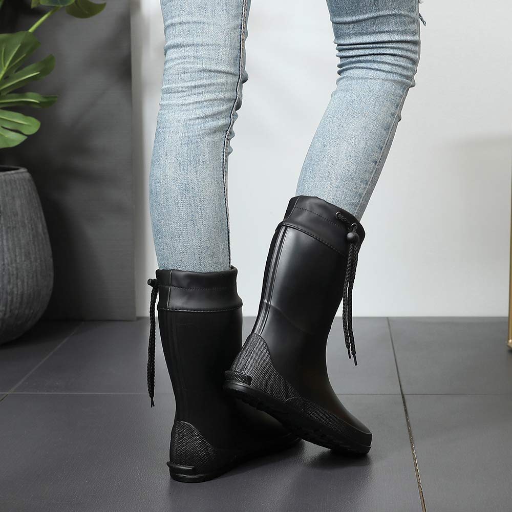 Модные резиновые сапоги Crestar до середины икры для женщин, модные сапоги для садоводства с манжетой, уличные ультралегкие портативные водонепроницаемые садовые туфли