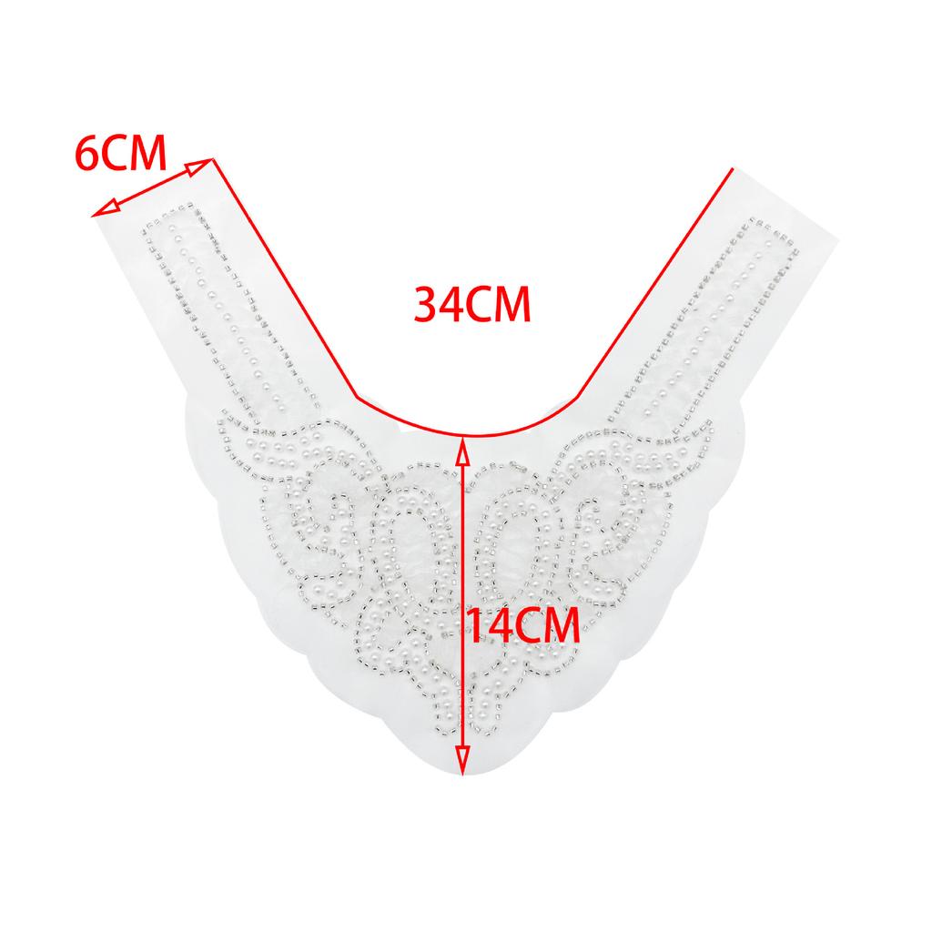 European Three-Dimensional Lace Embroidered Bead Round Neck Fake Collar, Handmade Mesh Yarn Wearing Bead Clothing Front Collar, Lace Accessories