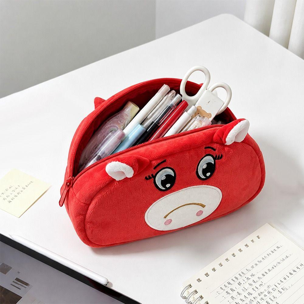 Large Capacity Pencil Case Plush Stationery Pouch Cartoon Earphone Pouch  Stationery Organizer