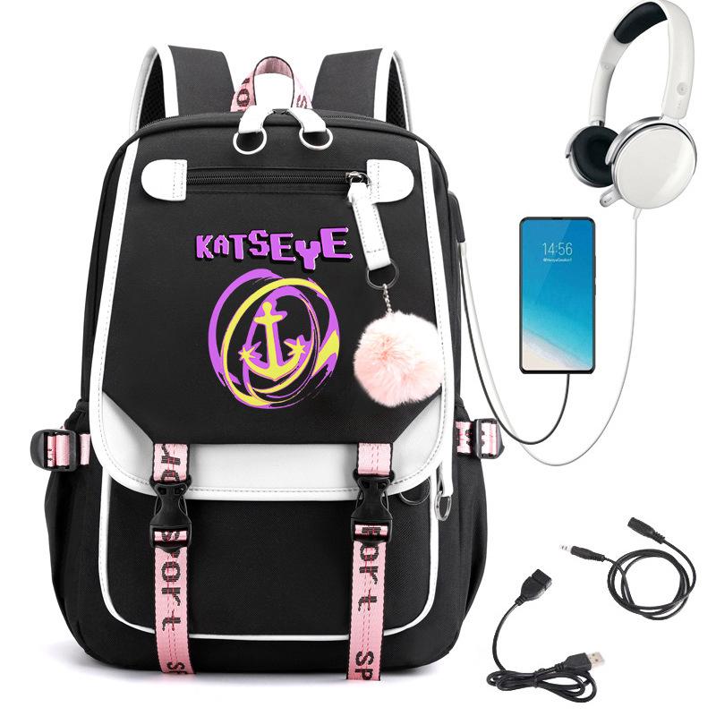 KATSEYE K-Pop Girl Group Print School Student Backpack 60123-6 Large Capacity Lightweight Casual Travel Bag