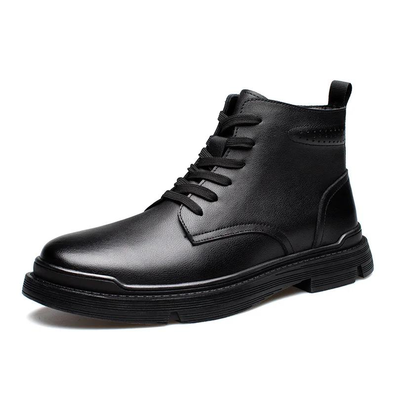 Genuine Leather Shoes Men Spring Autumn Early Winter Boots Fashion Brand Cow Leather Mens Ankle Boots Black Footwear Plus Size 45