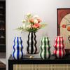 Modern Niche Simple Striped Vase Flower Arrangement High-end Creative Retro Painted Ceramic Vase