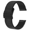 [BISONSTRAP] Watch Band Metal Watch Band 316L Stainless Steel Mesh Replacement Belt Quick Release 20mm Black Watch Band Waterproof