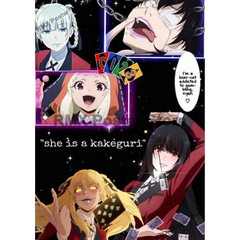 Cartoon Anime Painting Picture Jabami Yumeko Kakegurui Posters High Quality White Coated Poster Kids Room Home Wall Art Decor