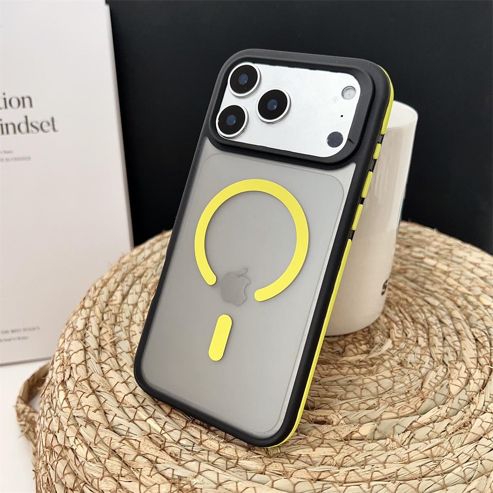 Ударопрочный Роскошный Матовый Магнитный Чехол для iPhone 17 Pro Max 17 Air 17 Pro Цветная Рамка Обложка для Беспроводной Зарядки Magsafe