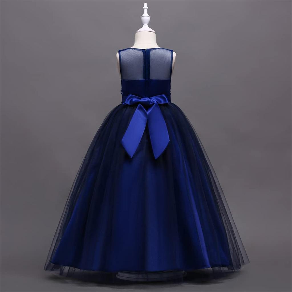 Детское платье для фортепианного концерта, цветочное, длинное, [VIISEN], украшение, кружево, без рукавов, детское платье, для девочек, для концерта, платье, юниорское, элегантное, элегантное,