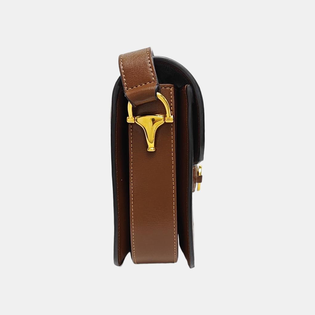 [Pre-Owned] Horsebit 1955 Logo Canvas And Leather Saddle Bag - Very Good #1JTWP5D